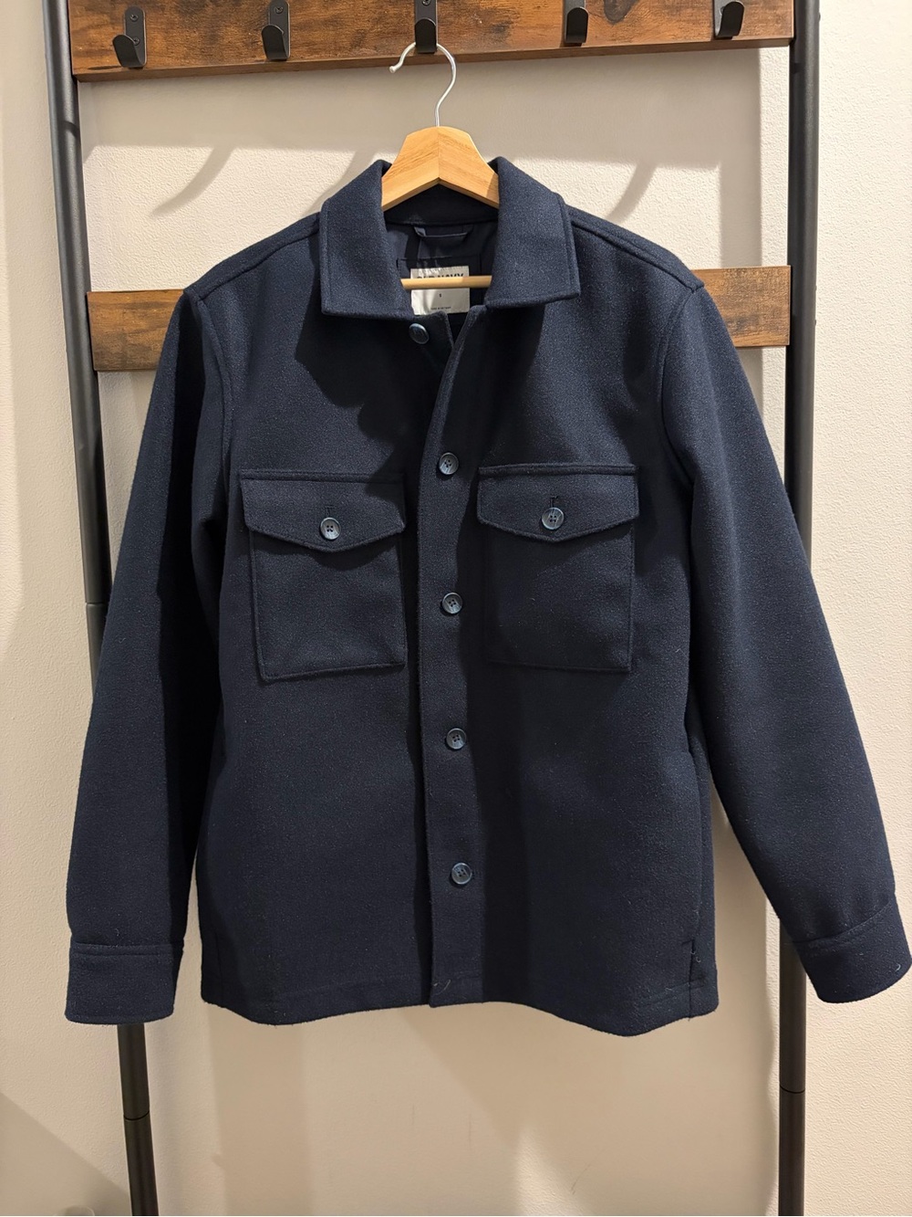 Old Navy Navy Button-Front Shirt Jacket